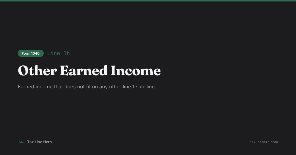 Line 9 Total Income Example Form 1040 Line 1h — Other Earned Income | TaxLineHero
