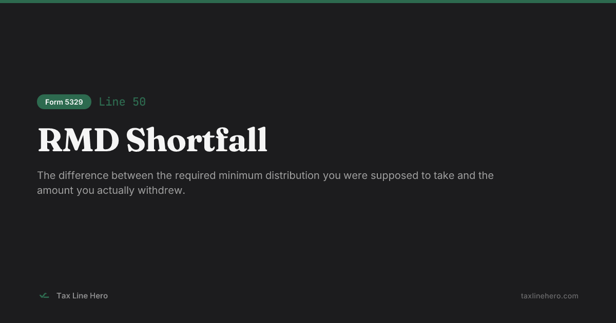 Form 5329 Line 50 — RMD Shortfall | TaxLineHero