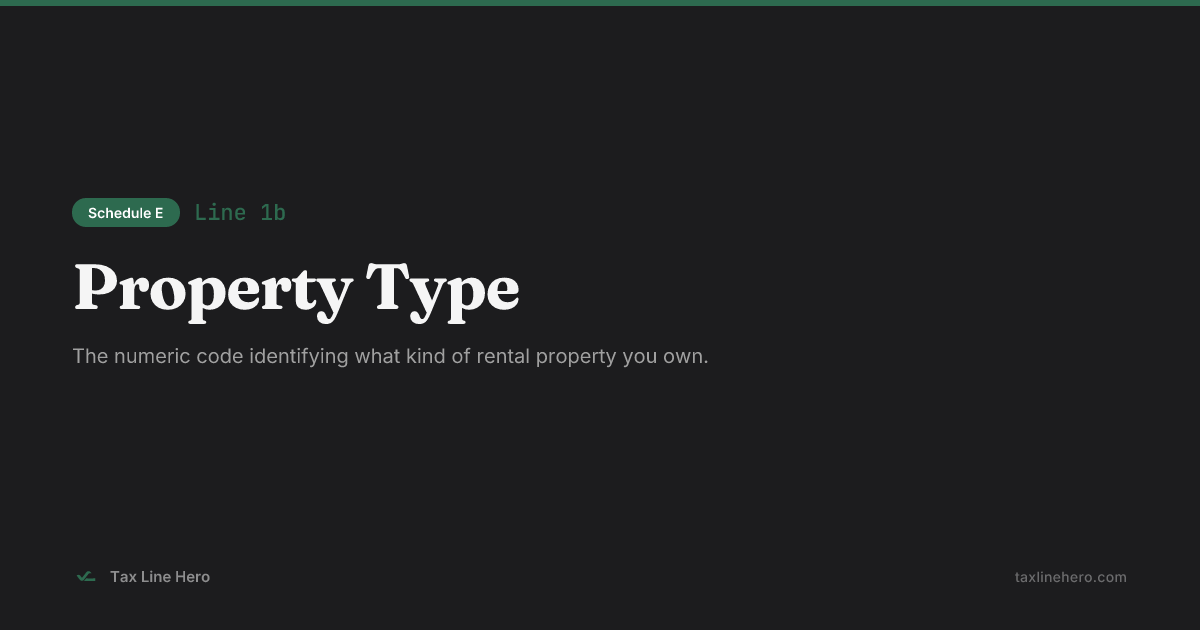 4 Propertytype Schedule E Line 1b — Property Type | TaxLineHero